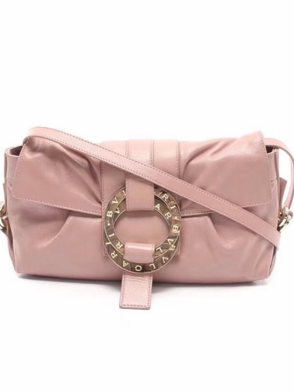 Authentic BVLGARI Chandra Pink Leather Shoulder Bag